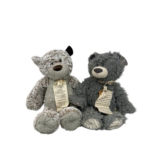 Demdaco Giving Teddy Bear Lift The Spirit Plush Lot Of 2 Soft Bears 17” - Picture 1 of 5
